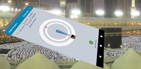 Kaaba compass, qibla direction